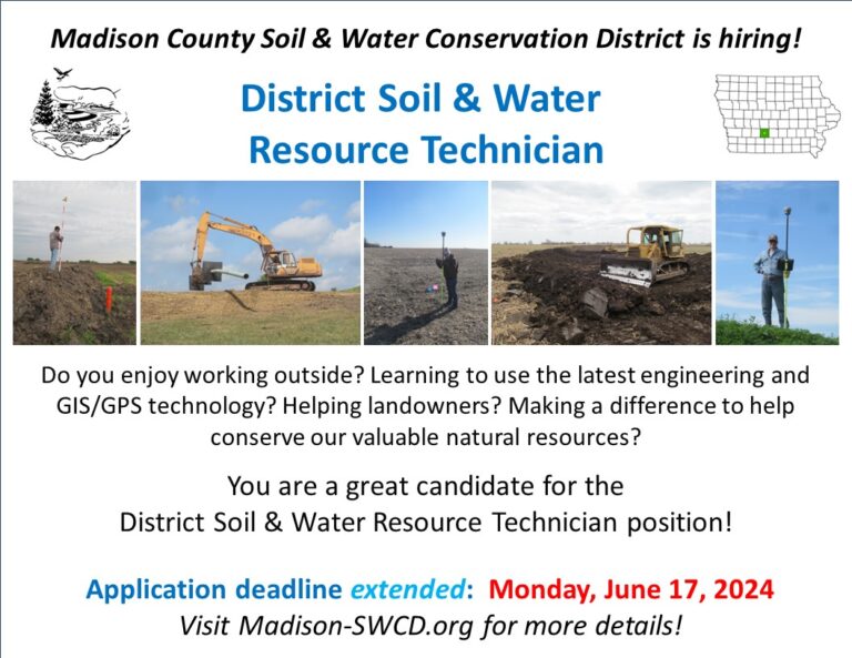 Job Opening: District Soil and Water Resource Technician position – Apply by June 17